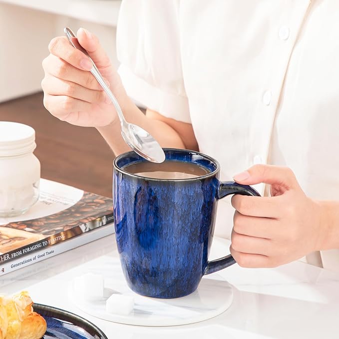 vancasso STARRY Ceramic Coffee Mug Set of 6, 16 Oz Tea Cups with Handle for Latte, Tea, Cappuccino, Milk, Cocoa, Microwave&Dishwasher Safe, Blue - Image 6