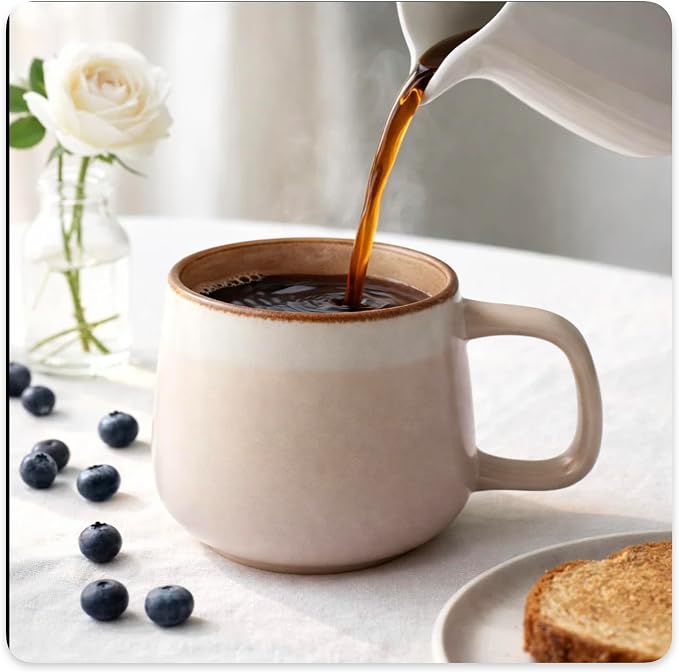 Ava Nord Large Stoneware Ceramic Coffee Mugs Set of 4-16 oz - Rose Sand | Lead-Free, Non-Toxic, Freezer - Microwave & Dishwasher Safe, Comfortable Handle, Aesthetic Nordic Design for Tea, Cappuccino - Image 10