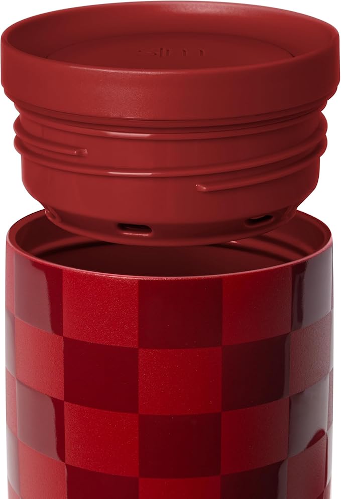 Simple Modern Insulated Travel Coffee Mug 360° Lid | 16oz | Checkered | Voyager Ceramic-Lined Insulated Stainless Steel Coffee Tumbler, Iced Coffee Cup, Mug with Lid | Fits Cupholder, Red Cottage - Image 3