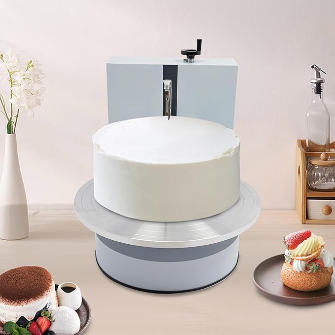Cake Icing Machine 200W Auto Cream Spreading Machine w/Graduated Scraper & LCD, 0-320 RPM, 7.87"H Spatula Adjustable, White Professional Cake Decorating Tool Frosting Turntable for 4-16 Inch Cakes