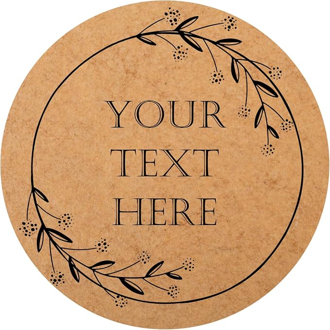 100-1000 Pcs Kraft Custom Sticker Labels Round Customized Labels Wreath Designs Personalized Stickers for Food Jars Gift Essential Oil Bottles Storage Bins(Kraft Paper 7) by Unknown