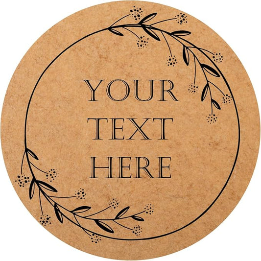 100-1000 Pcs Kraft Custom Sticker Labels Round Customized Labels Wreath Designs Personalized Stickers for Food Jars Gift Essential Oil Bottles Storage Bins(Kraft Paper 7) by Unknown