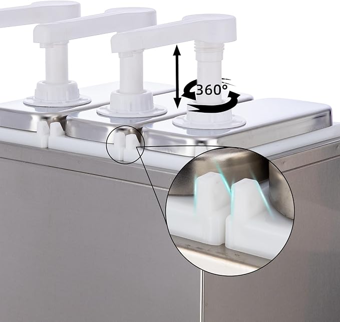 10.57 Quart Condiment Dispenser Pump,Syrup Pump Dispenser with Measuring Cup, Large Capacity Detachable Leak-Proof Design for Sauce, Honey, Syrup,Soy Sauce,Mustard,Cheese (2.11 QT, 5 pumphead)