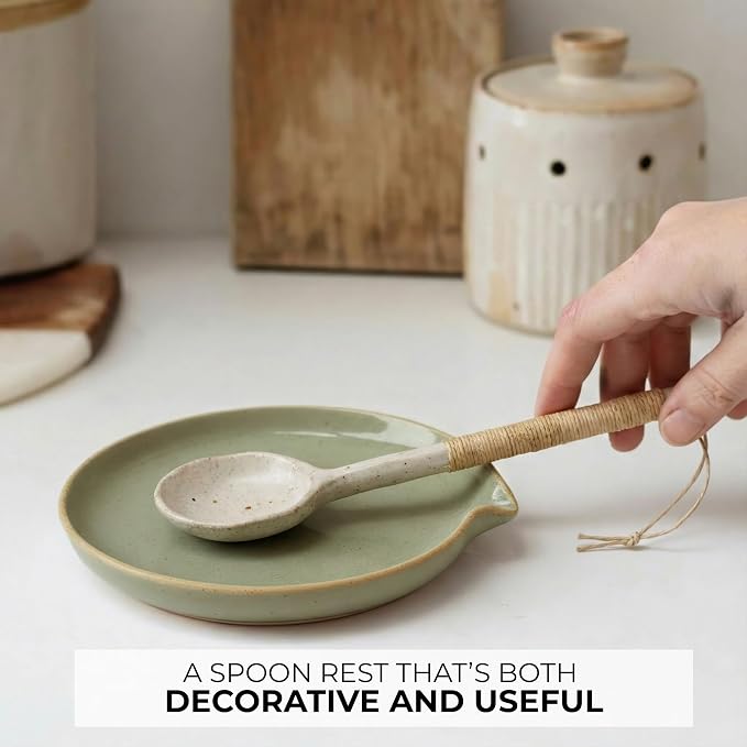 Beautiful Ceramic Spoon Rest for Stove Top - Perfectly Sized Spoon Holder for Your Kitchen Countertop - Easy to Clean and Dishwasher Safe, Perfect Addition to Any Kitchen Counter for Everyday Cooking - Image 5