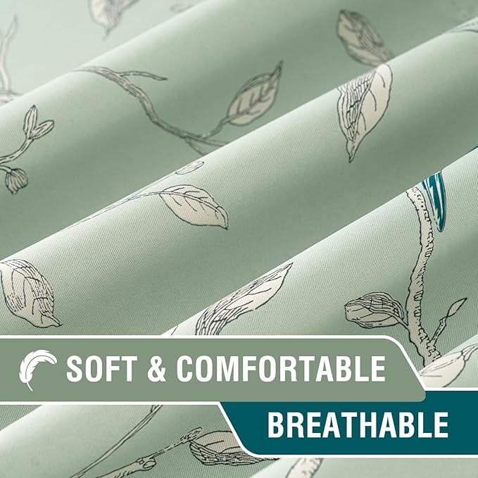 H.VERSAILTEX Blackout Curtain Valances for Kitchen Window/Living Room/Bathroom Privacy Added Rod Pocket Home Decoration Winow Valance, 52" W x 18" L, Birds in Sage (Pack of 4) - Image 4