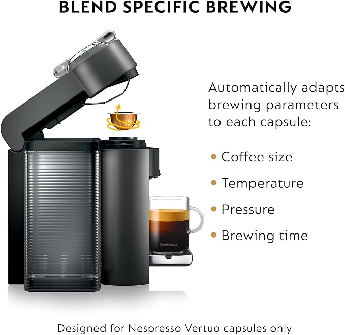 Nespresso Vertuo Coffee & Espresso Maker by De'Longhi | Graphite metal coffee machine. Brews 4 cup sizes with Centrifusion extraction for barista-grade coffee and espresso at home. - Image 5