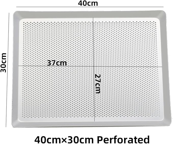 Rectangular Perforated Baking Pan Oven Tray Dish BK001 | Metal baking dish pan with perforated design for air circulation; cake, bread, pastry, pizza(40X30cm perforated) - Image 2