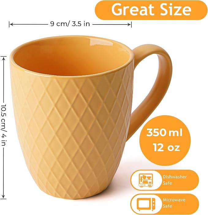MIAMIO - Coffee Mugs Set of 6 (12 oz) - Palmanova Collection (Red) | Modern matte ceramic mug, Large Coffee Mugs - Microwave & Dishwasher safe - Image 3