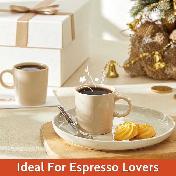 Sweese 4-Pack Porcelain Espresso Cups, Beige High-Grade Durable Professional, 3.5 Fluid Ounces nan nan - Image 6