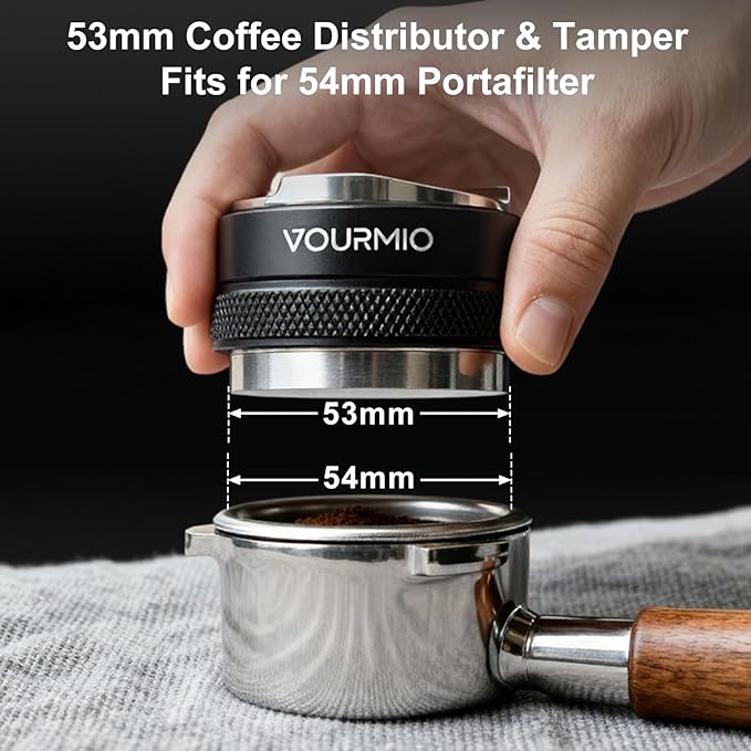53mm Coffee Distributor and Tamper - Dual Head Coffee Leveler Compatible with Breville 54mm Portafilter, Depth Adjustable Espresso Hand Tampers, Barista Accessories