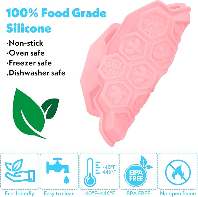 Versatile Honey Comb Silicone Mold, 19 Cavity Bee Silicone Honeycomb Mold for Baking, Reusable Non-Stick Gummy Molds for Candy, Chocolate, Jelly, Ice Cube(Pink) - Image 3