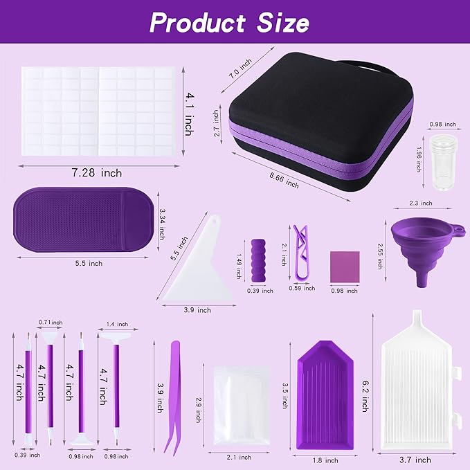 LYMUSUMI 30 Slots Diamond Art Storage Containers for Adults Portable Bead Storage Boxes for Diamond Painting Accessories and Tools（Purple）