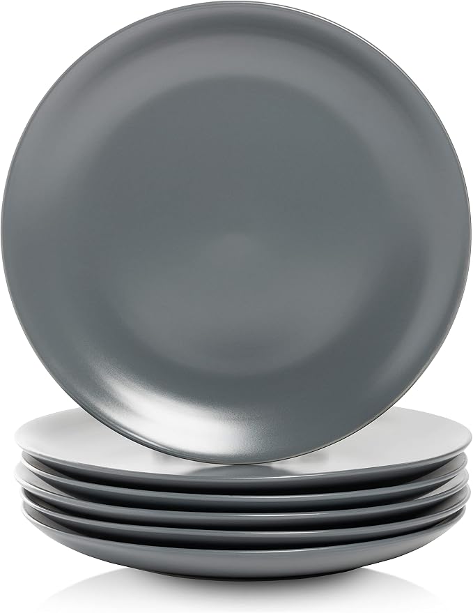 10 Strawberry Street Wazee Matte 10.5" Coupe Dinner Plate, Set of 6, Charcoal Gray by 10StrawberryStreet