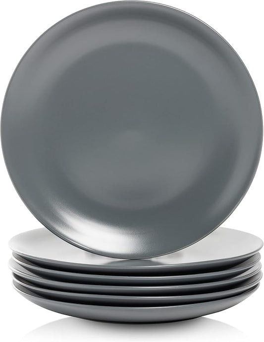 10 Strawberry Street Wazee Matte 10.5" Coupe Dinner Plate, Set of 6, Charcoal Gray by 10StrawberryStreet
