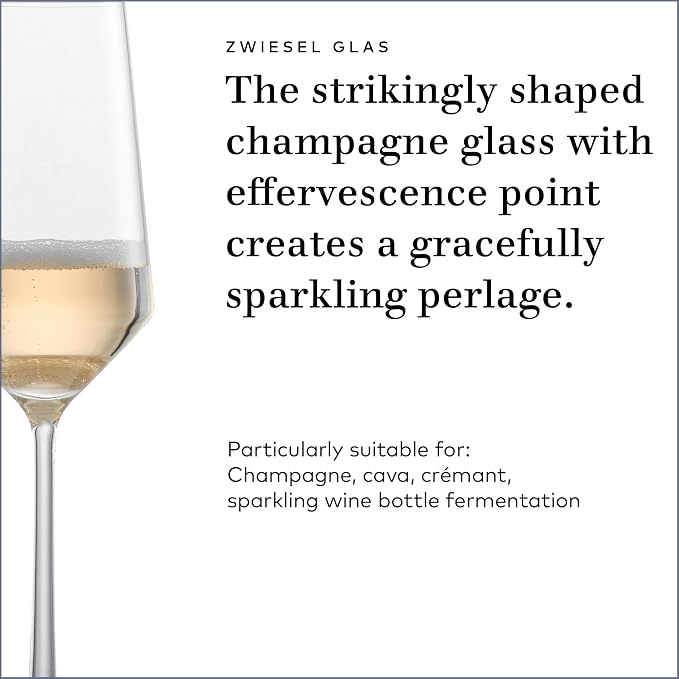 ZWIESEL GLAS Pure Champagne Glass (Set of 4), Champagne Flutes with Effervescent Point, Dishwasher-Safe Tritan Crystal Glasses, Made in Germany (7.1 Ounce) - Image 3