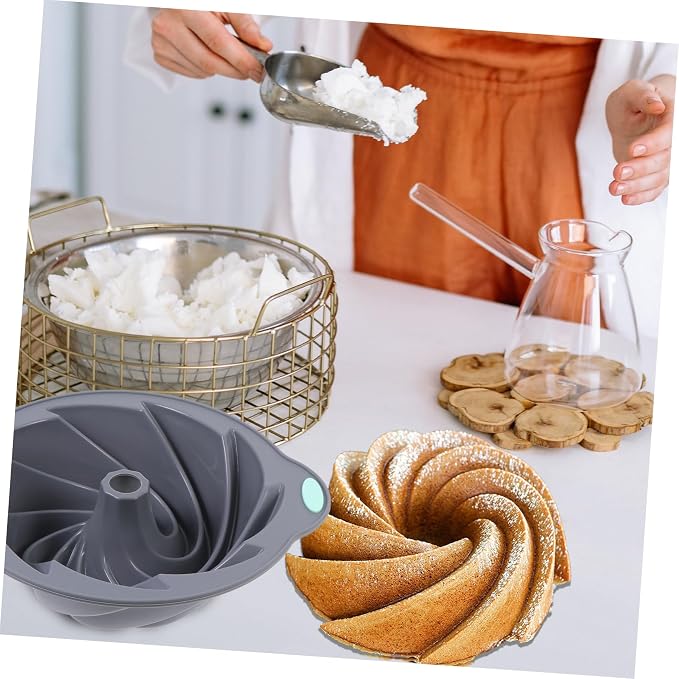 SECFOU Light Grey Silicone Spiral Cake Mold Non-stick Savarin Baking Tool Diy Baking Tray for Oven Use Easy Clean Safe for Long-term Use - Image 3