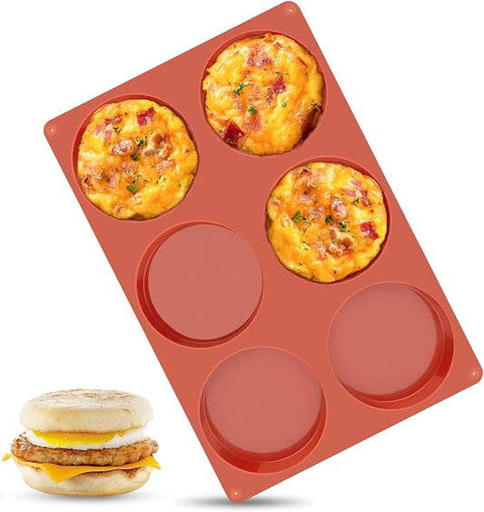 Ocmoiy 4 Inch Silicone Egg Mold for Baking/Jumbo Muffin Top Pan, 1 Pack Non-Stick Large Round Mold for Hamburger Bun, English Muffin, Tarts, Pies, Corn Bread, Egg Sandwich Breakfast