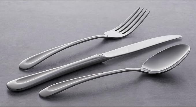 Oneida Silverware Set For 8, Satin Sand Dune 45-Piece Everyday Flatware Set with Serving Utensils,Service For 8, 18/0 Stainless Steel Silverware, Knives Spoons and Forks (Silver, 45 Piece) (Pack of 3) - Image 8