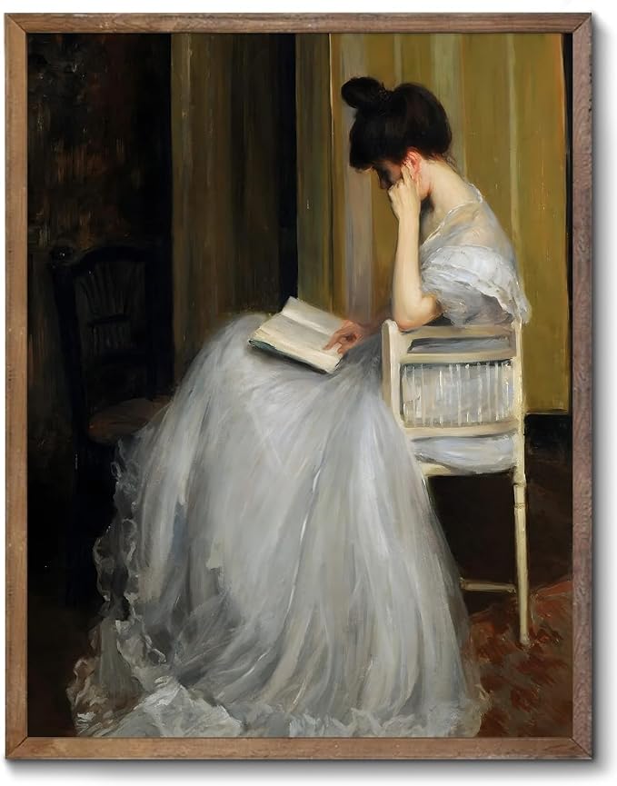 XOCUUI Vintage French Victorian Portrait Decor Famous Artwork Woman Reading Portrait Oil Painting Dark Academia Aesthetic Print Antique Poster Retro Gallery Bedroom Decor 8x10 - Unframed by XOCUUI