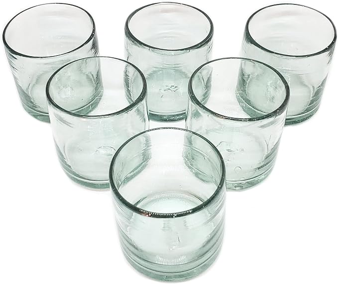 Clear Blown 8 oz DOF Rocks Glasses (set of 6) - Hand Blown Mexican Glassware Recycled Glass Drinking Glasses for Water, Juice, Margarita, Cocktails & Whiskey, Toxin Free - Image 9