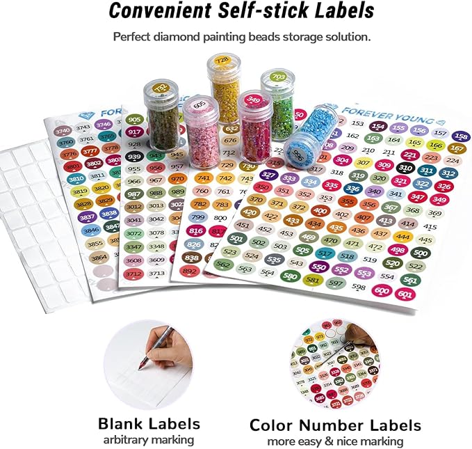 Diamond Painting Storage Containers - 2 Packs 60 Jars Bead Organizer With Labels for Art Accessories and Diamond Dots