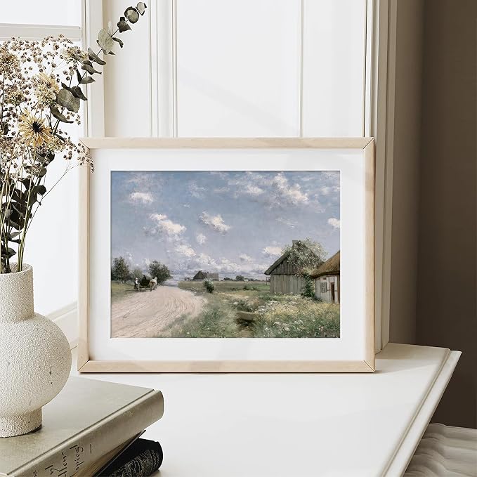 XOCUUI Vintage Cottage Wall Art, Landscape Wall Art Prints, Old Cottages Countryside Landscape Decor, 8" X 10" Unframed Canvas Prints Decorations for Living Room Home Farmhouse Bathroom Decor - Image 2