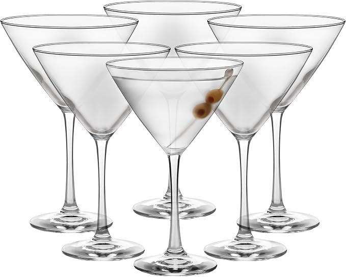 Libbey Vina Glassware Set, Classic, Triangular Martini Glasses Set of 6 for Martinis, Cocktails, Clear Cosmopolitan Glasses for Parties, Weddings by Libbey