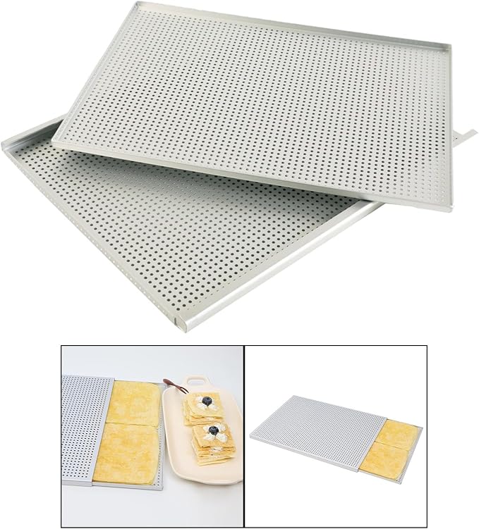 Sheet Puff Pastry Tray Cookie Pan Millefeuille Tray Two Layer Aluminum Perforated Surface Suitable for Family Gatherings Event, Thickness 2mm - Image 4
