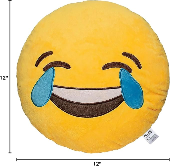 EvZ Official Certified Laugh to Tear Emoji Pillow - 32cm Large Soft Plush Joy Face Emoticon Cushion - Funny Decorative Stuffed Toy for Stress Relief, Birthday Gift & Happy Decor (Yellow) - Image 4