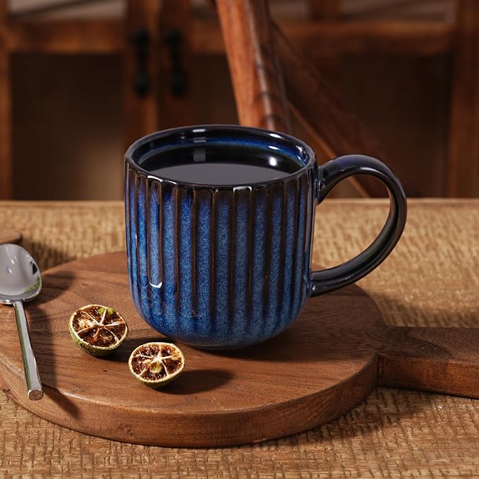 famiware Coffee Mugs Set of 6, Starlight 11 oz Mug Cup Set with Handle for Coffee, Tea, Cocoa, Milk - Ceramic Stoneware Mug Set, Nebulas Blue - Image 2