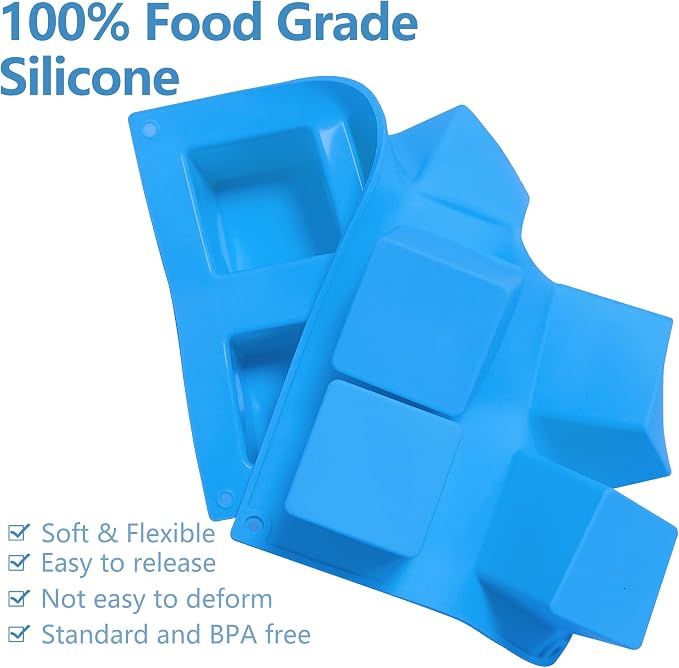 Sidosir 2Pcs 2inch Square Cube Silicone Mold for Mousse Cake, French Dessert Molds for Chocolate Brownie Bites, Brownie, Ice cream, Truffle, Jelly - Image 5