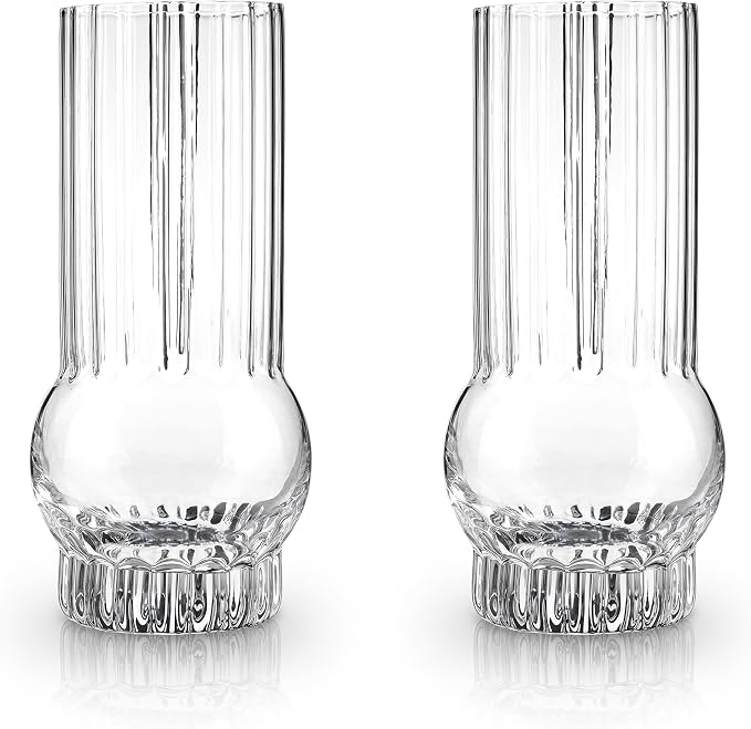 Viski Deco Crystal Island Highball Glasses Set of 2 - Premium Crystal Mojito and Gin and Tonic Glasses, Highball Cocktail Glassware Gift Set, 13 oz - Image 10