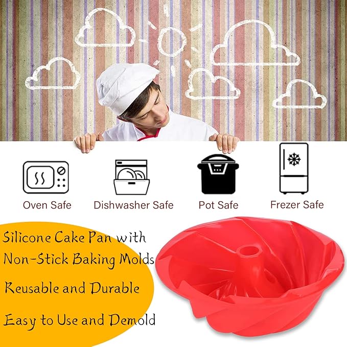 Birthday Cake Molds for Baking Silicone Cake Pans Reusable and Durable Non-Stick Baking Molds Trays for Chocolate Cake Jelly Pudding Mould Candy Making Baked Tool