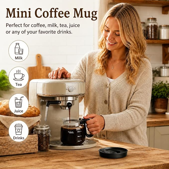 Shelprojsu 16oz Coffee Pot Mug,Glass Coffee Cups Mini Coffee Pot Coffee Mug,with Leak-proof Lid Large Capacity, For Ldeal Gift Coffee Lovers(1pc) - Image 2
