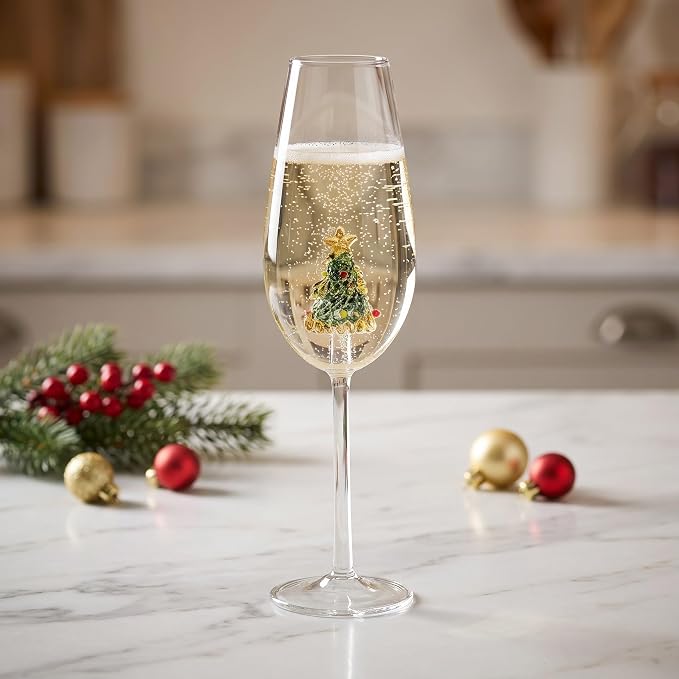 Zerodeko Christmas Wine Glasses: Decorative Glass Wine Goblet for Bar Pub | Xmas Tree Drinkware Cocktail Glassware for Christmas Parties Hosting - Image 5