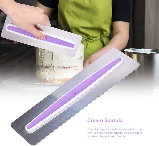 Cream Scraper, DIY Cake Tools Stainless Steel Cream Scraper Fondant Smoothing and Decorating Tools for Food Cake Bread Kitchen Cheese