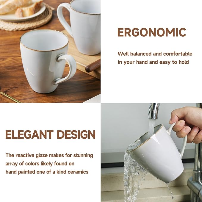 MONITO Coffee Mugs Sets, Large Ceramic Coffee Mugs，Modern Coffee Mugs Set with handle for Tea/Latte/Cappuccino/Milk/Cocoa, Funny Tea Cups for Office and Home (6, Light blue) - Image 5