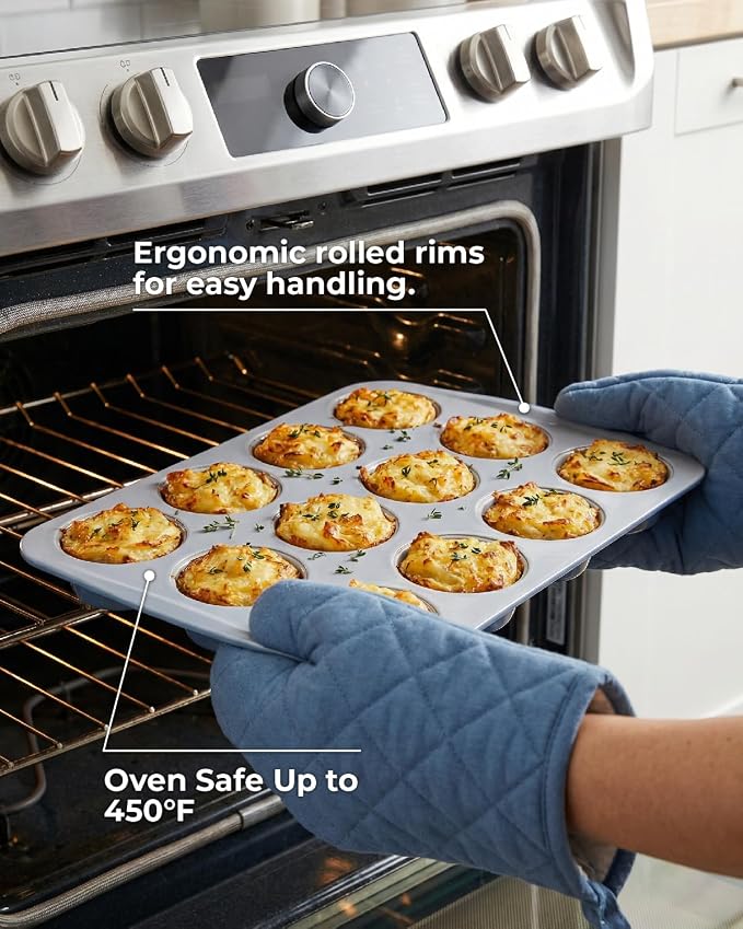 CARTMAN 2-Pack Ceramic Muffin Pan 12 Cup with 200 Cupcake Liners, Non-Stick & Non-Toxic Baking Tin for Healthy Muffins and Cupcakes, Perfect for Home Kitchens and Parties - Image 7