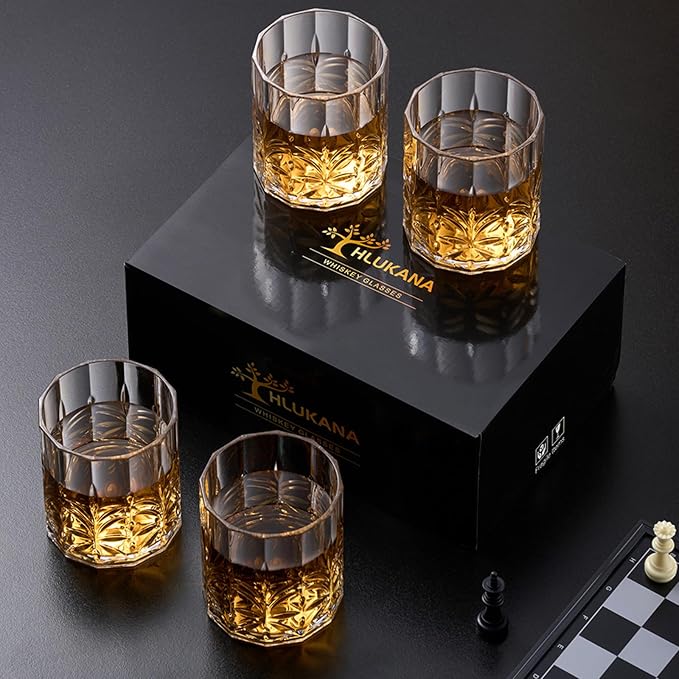 Hlukana Unbreakable Plastic Whiskey Glasses Set of 6, 14 Oz Old Fashioned Glasses for Scotch Cocktail Rum Bourbon Vodka Liquor, Unique Gifts for Men, Reusable, Clear, BPA-free, Dishwasher Safe - Image 5