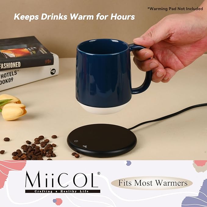 Miicol Ceramic Coffee Mug, 16 oz Large Coffee Cup, Tea Mug with Handle, Flat Bottom Mug for Men, Women, Office, Microwave and Dishwasher Safe, Multi-Color, Deep Ocean Blue - Image 5