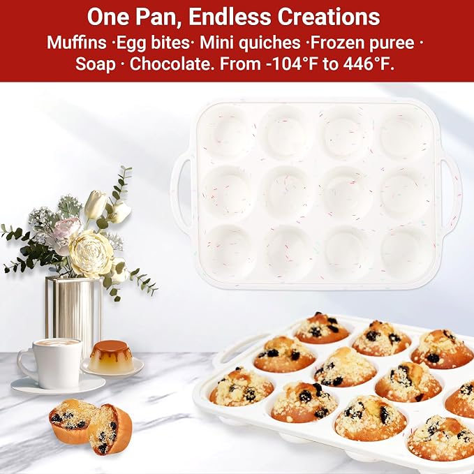 Silicone Mini Muffin Pans for Baking 24 Cup with Steel Frame Non-Stick, 2Pack Small Cupcake Pan, BPA Free Food Grade, Easy Release, Dishwasher Oven Freezer Microwave Safe for Muffin Tin Cake Pop Molds - Image 7