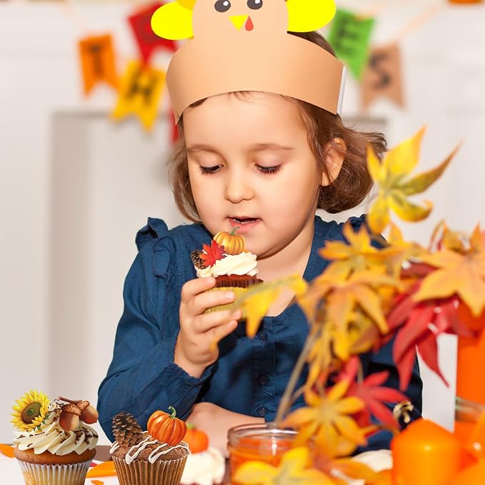 280pcs Fall Cake Decorations - Edible Sunflower, Leaf, Pumpkin Cupcake Toppers - Autumn Edible Cake Decors for Baking, Food, Thanksgiving Party Supplies (40 Styles) - Image 6