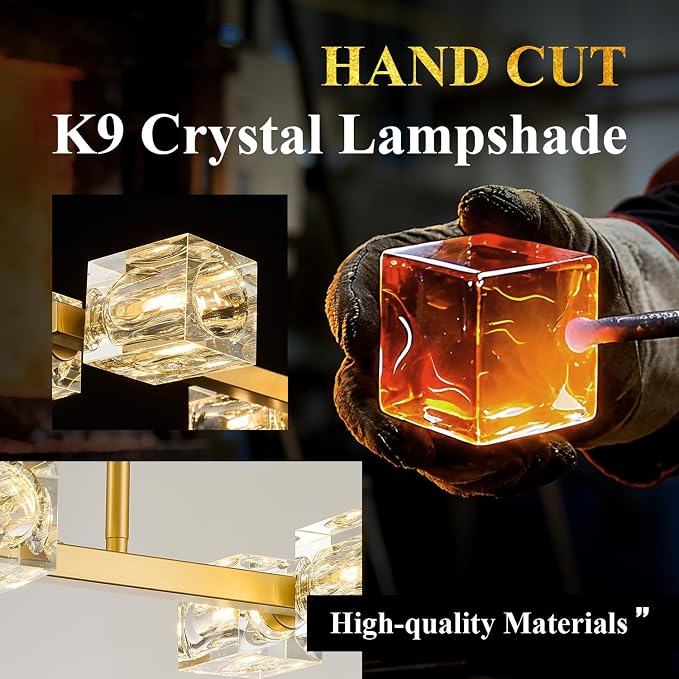 10 Lights Modern Crystal Chandelier L 43" Dining Room Gold Sputnik Ceiling Pendant Lights Industrial Hanging Light Fixture for Kitchen Island Over Table Living Room Bedroom - Image 5