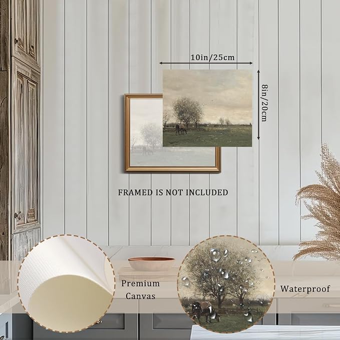 XOCUUI Vintage Landscape Canvas Wall Art, Vintage Classical Rural Hill Prints, The Vast Grassland Classic Wall Prints Modern Farmhouse Bathroom Office Decor - 8x10in Unframed - Image 3