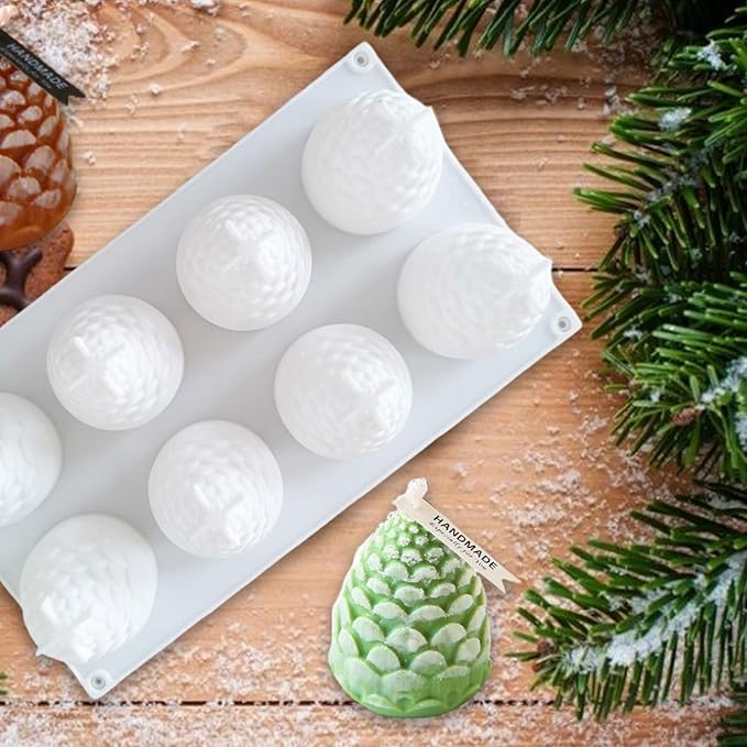 1 Pcs Christmas Silicone Molds Christmas Pinecone Chocolate Molds for Chocolate Making Mold 3D Soap Candle Candy Craft Ice Cream Mousse Ornament Silicone Mold DIY Xmas Gift Home Decor