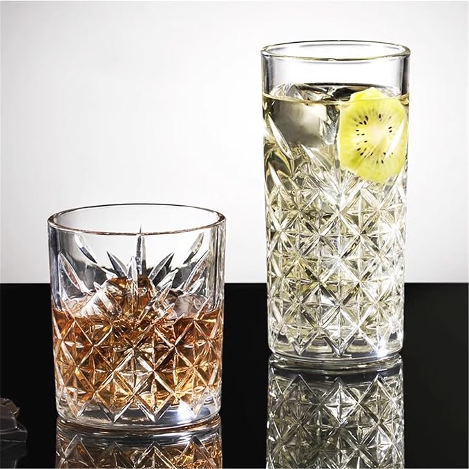 Glass Tumblers Transparent Embossed Glass Cups for Milk, Juice Kitchen Glassware(XXL) - Image 5