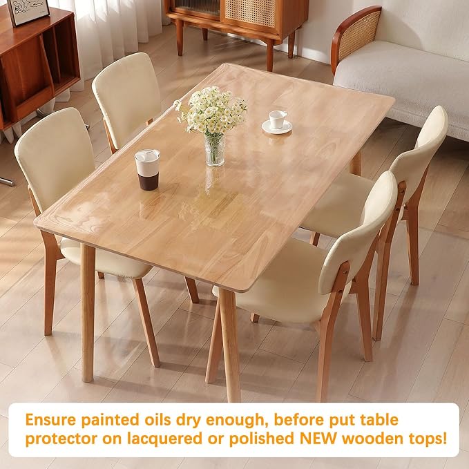 18 x 24 Inch 2PCS Clear Plastic Dining Table Protector Entryway Tablecloth Desk Pad Mat Wooden Furniture Coffee Bistro Bed Sofa Side Corner Table Top Protection Countertop Cover Waterproof PVC Vinyl - Image 3