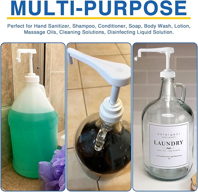 8Pcs Gallon Jug Pump Dispenser, 38-400 Leak Proof Pump for Gallon Jug - Lotion Shampoo Pump Cap Included, Fits 1 Gallon Bottle 64oz 128oz Shampoo Laundry Detergent Containers