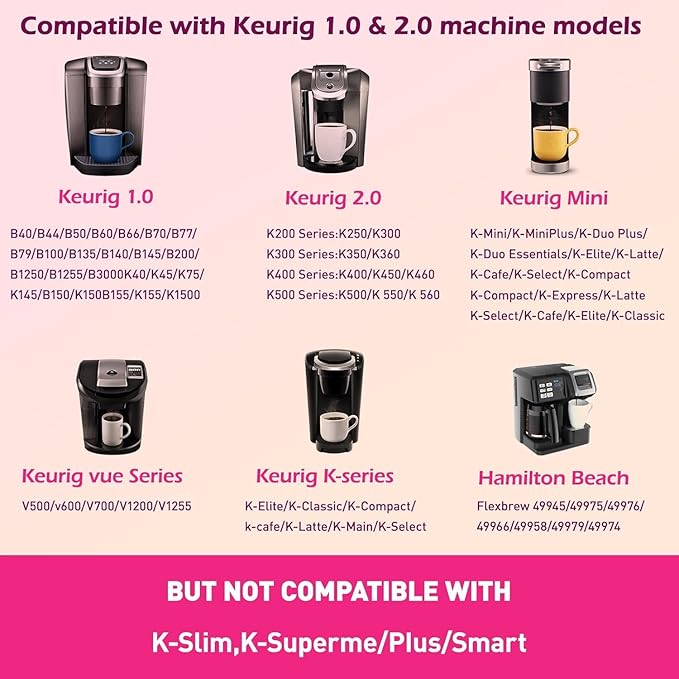 Reusable K Cups for K eurig, Universal Stainless Steel K Cup Reusable Coffee Pods Compatible for K eurig 1.0 & 2.0 Coffee Makers,Eco-Friendly, BPA-Free (2 Pack)