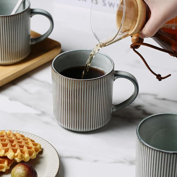 MONITO Coffee Mugs Set of 6, 16 oz Mugs Set, Ceramic Coffee Cups with Large Handles, Suitable for Lattes, Hot tea, Cappuccinos, Mochas and Cocoa, Smoky Blue - Image 7